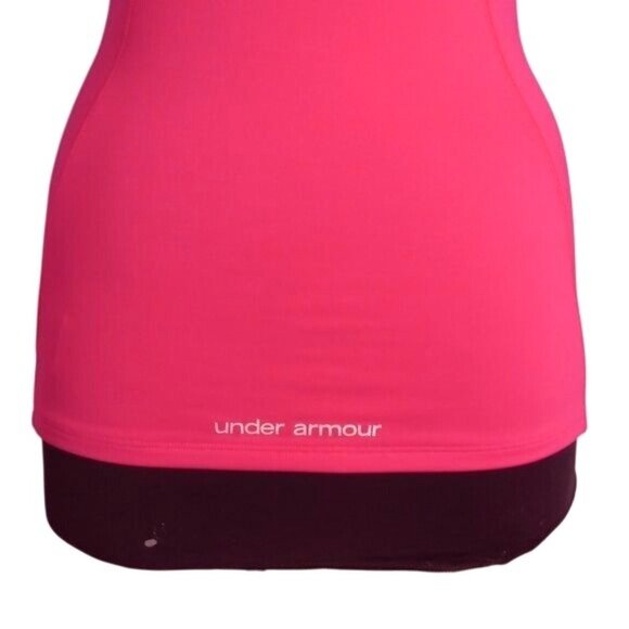 Under Armour Size S Tank Top HeatGear Racerback Pink Shelf Bra Athletic Stretchy - Picture 8 of 14
